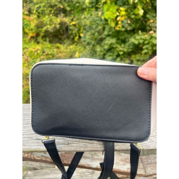 Steve Madden Backpack With Top Handle Purse Faux Leather Black Cream - Picture 4 of 8